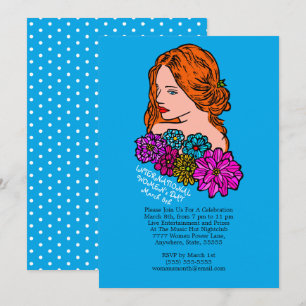 Internationale Vrouwendag Auburn Hair Lady Party Kaart
