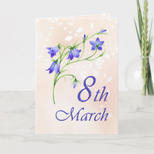 Internationale Vrouwendag, blauwe klokken bloemen Kaart