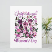 Internationale Vrouwendag Bloemenvuisten Uitnodigi (Staand voorkant)
