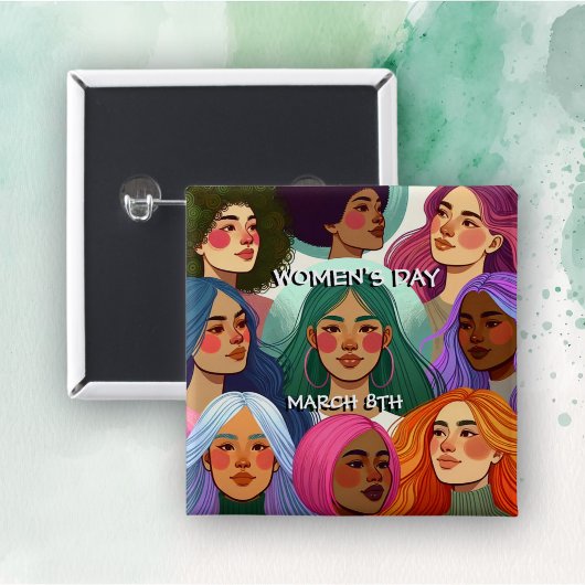 Internationale Vrouwendag gelijkheid en diversitei Vierkante Button 5,1 Cm