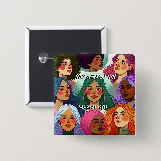Internationale Vrouwendag gelijkheid en diversitei Vierkante Button 5,1 Cm (Voorkant /achterkant)