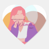 Internationale Vrouwendag Hart Sticker (Voorkant)