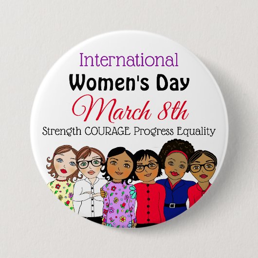 Internationale Vrouwendag is 8 maart Ronde Button 7,6 Cm (Voorkant)