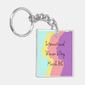 Internationale Vrouwendag is 8 maart Sleutelhanger (Voorkant Links)
