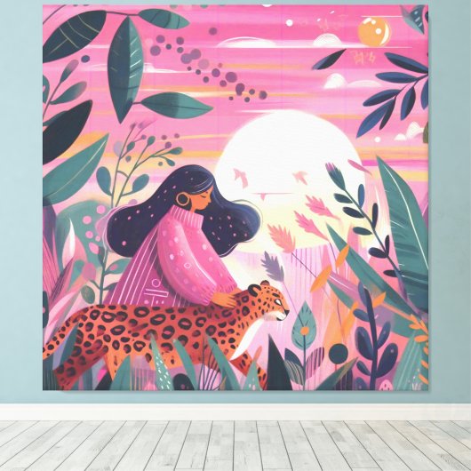 Internationale Vrouwendag luipaard Canvas Afdruk (Insitu (Houten vloer))