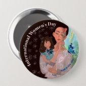 Internationale Vrouwendag met een meisje Button (Voorkant /achterkant)