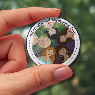 Internationale Vrouwendag multi-etnisch portret Ronde Button 4,0 Cm