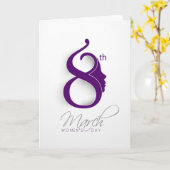Internationale Vrouwendag Paars Logo Kaart (Gele Bloem)