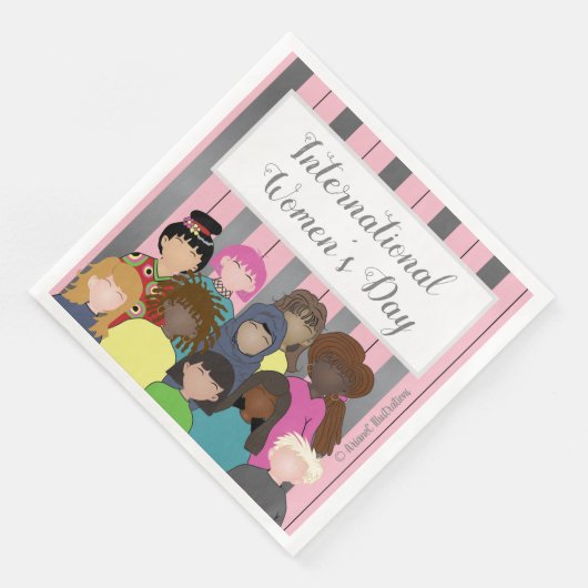 Internationale Vrouwendag papieren servetten (Hoek)