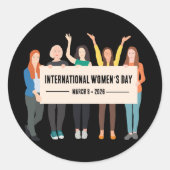 Internationale Vrouwendag Ronde Sticker (Voorkant)