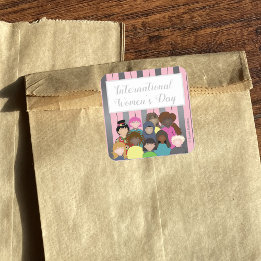 Internationale Vrouwendag: Roze en Silver Vierkante Sticker