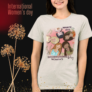 Internationale Vrouwendag Roze Vrouwelijke Portret Tri-Blend Shirt