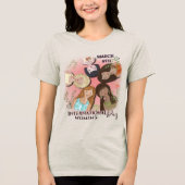 Internationale Vrouwendag Roze Vrouwenportretten Tri-Blend Shirt (Voorkant)