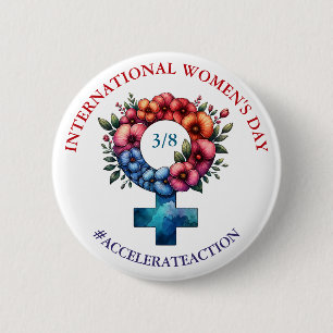 Internationale Vrouwendag   Snellere actie Ronde Button 5,7 Cm