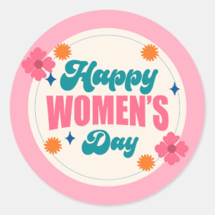 Internationale vrouwendag trendy meisjesachtig cut ronde sticker