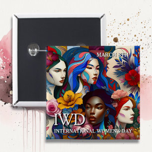 Internationale Vrouwendag Vierkante Button 5,1 Cm