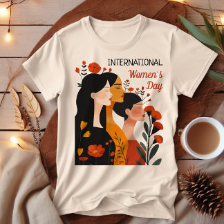 Internationale Vrouwendag Vrouwen met Oranje Bloem T-shirt