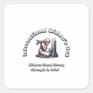 Internationale Weduwen Dag. Sterkte in rouw. Vierkante Sticker