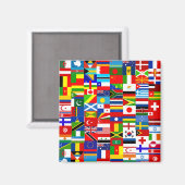 Internationale wereldwijde vlag collage magneet (Voorkant / Achterkant)