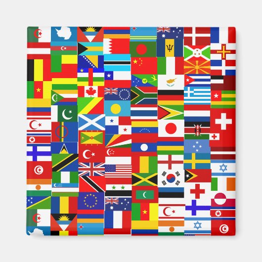 Internationale wereldwijde vlag collage magneet (Voorkant)