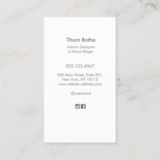 Interne ontwerpfunctie Waterverf stoel Contactkaartje (Achterkant)