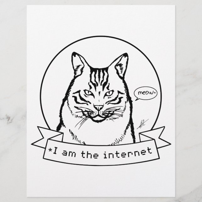 Internet Cat - Kleurplaat. (Voorkant)