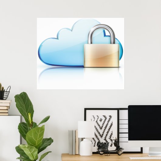 Internet Security Icon Padlock Secure Poster (Thuiskantoor)