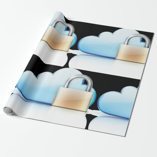 Internet Security Icon Padlock Wrapping Paper Cadeaupapier (Uitgerold)