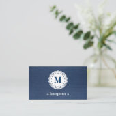 Interpreter - Lace Monogram Blue Pattern Visitekaartje (Staand voorkant)