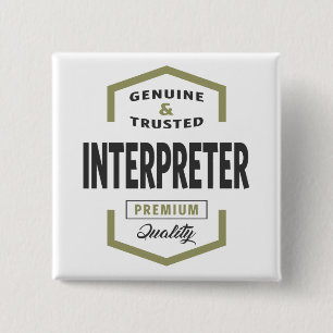 Interpreter Logo Cadeauideeën. Vierkante Button 5,1 Cm