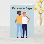 Interraciale Gay Couple in Love Mannen Valentijnsd Kaart (Gele Bloem)