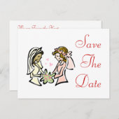 Interraciale lesbische geliefden aankondigingskaart (Voorkant / Achterkant)