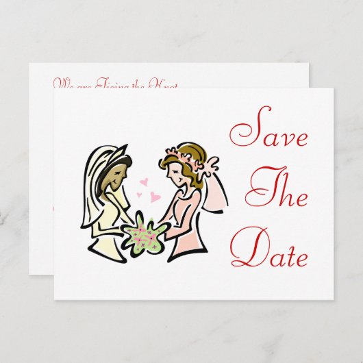 Interraciale lesbische geliefden aankondigingskaart (Voorkant / Achterkant)