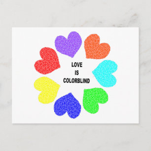 Interraciale liefdesregenboog Harten Briefkaart
