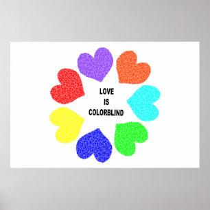 Interraciale liefdesregenboog Harten Poster