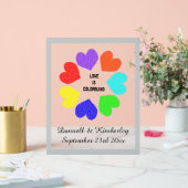 Interraciale liefdesregenboogharten bruiloft acryl bord (Huwelijk)