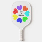 Interraciale liefdesregenboogharten pickleball paddle (Voorkant)