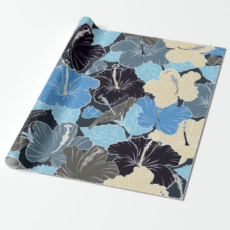Intersectie van gebogen elegant gestileerde hibisc cadeaupapier