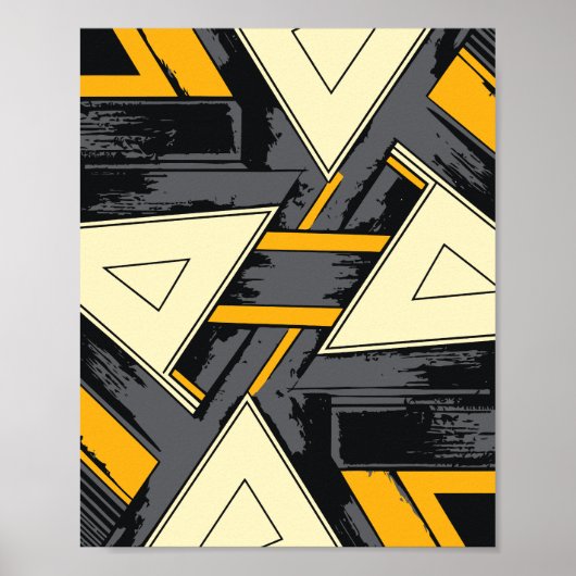 Intersecting Triangular Forms in Yellow and Cream Poster (Voorkant)