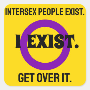 Intersex Flag Opvallende Boodschap Geel en Paarse Vierkante Sticker
