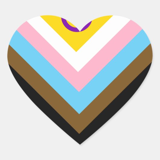 Intersex Inclusive Progress Pride Flag Hart Sticker (Voorkant)