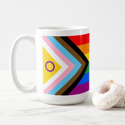 Intersex Inclusive Progress Pride Flag Koffiemok (Met donut)