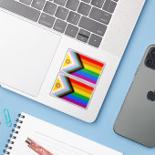 Intersex Inclusive Progress Pride Flag Sticker (Laptop met iPhone)