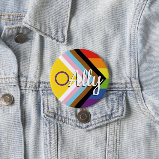 Intersex Inclusive Progress Pride Rainbow Button (In situ)