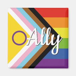 Intersex Inclusive Progress Pride Rainbow Button Magneet