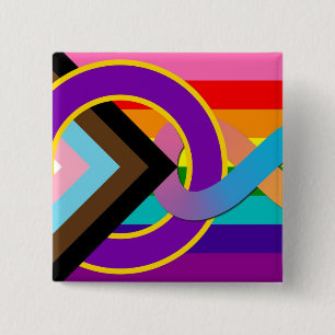 Intersex Neurodivergent Progressive Pride Flag Vierkante Button 5,1 Cm