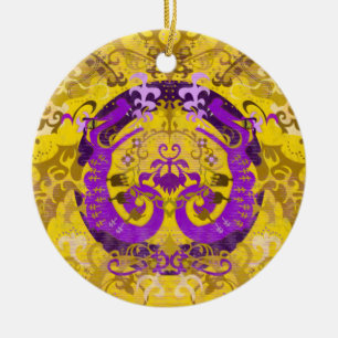 Intersex Pride Flag Colors Dragon Damask Keramisch Ornament