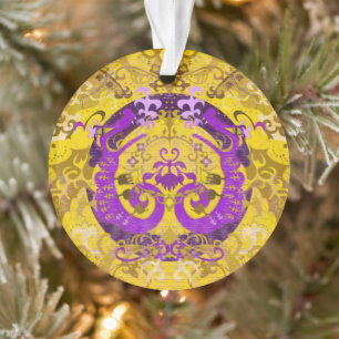 Intersex Pride Flag Colors Dragon Damask Ornament
