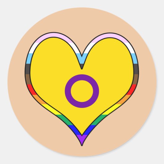 Intersex Pride Heart Classic Round Sticker (Voorkant)