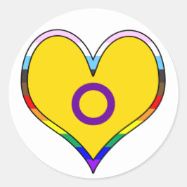 Intersex Pride Heart Ronde Sticker
